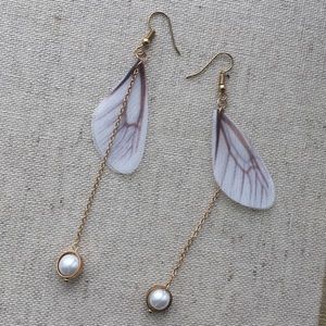 Pearl Butterfly Dangle Earrings